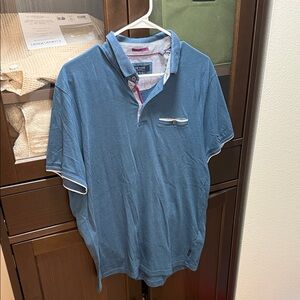 Ted Baker Teal Polo Shirt with Purple and White Accents